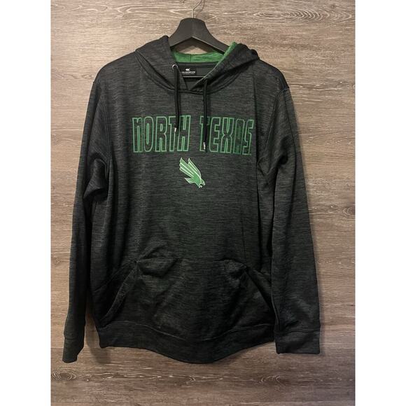 University of North Texas Mean Green Black Hoodie Size Large Colosseum Pockets - Picture 1 of 8